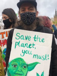 Funny climate banner with Yoda master