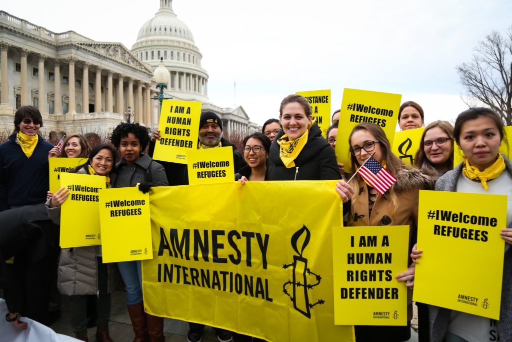 group of amnesty international protesters